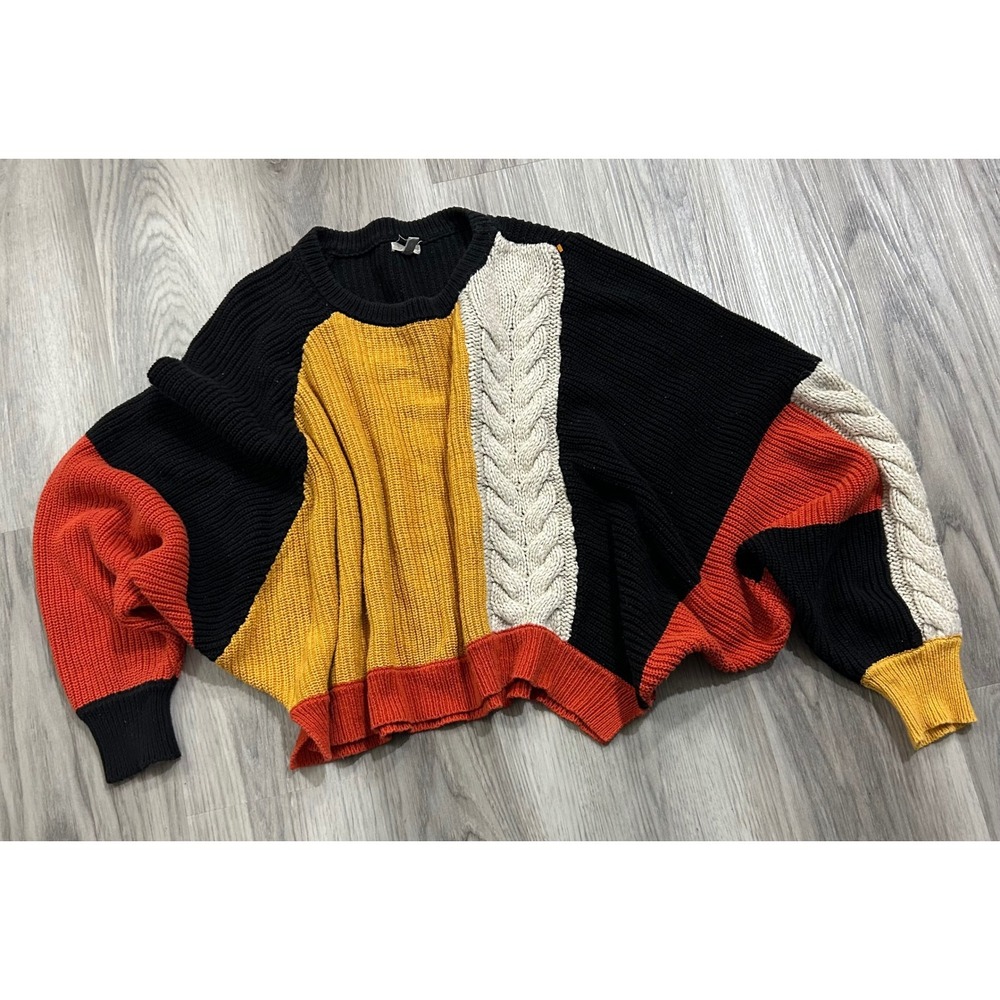 Ecote Urban Outfitters Colorblock Batwing Sweater‎ Medium oversized flaw black - Picture 4 of 7